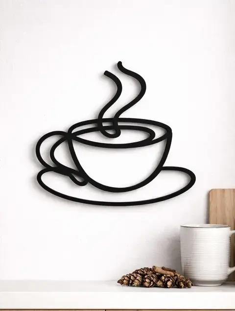 Decoração de Parede Café Xícara Minimalista em PLA para Cozinha e Cantinho do Café