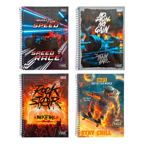 Caderno Universitário Espiral Vibe "No Rules" Tilibra
