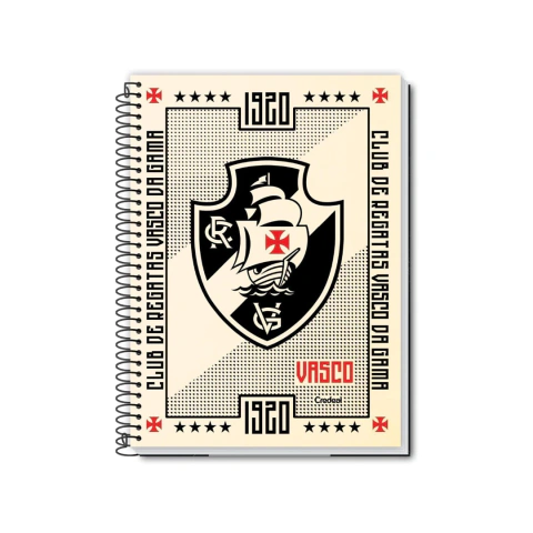Caderno Universitário Espiral Vasco Oficial 1 Matéria C/80 folhas + Pôster Credeal