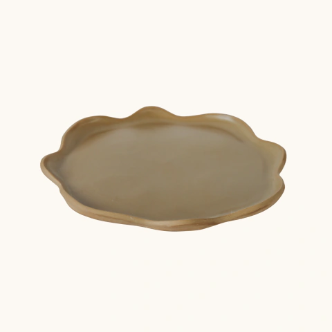 Boleira de Cerâmica Prato Flor - Natural - Unidade