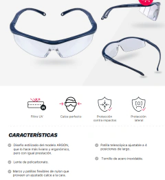 Pack de 6 Anteojos de seguridad LIBUS Argón Elite - EAF SEGURIDAD LABORAL