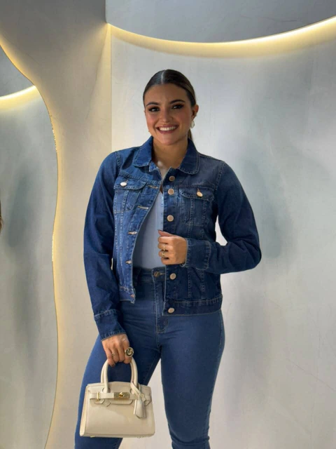 Jaqueta Jeans Clássica Premium (100% Algodão)