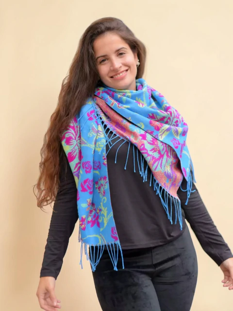 Bufandón Floral Reversible Multicolor - comprar online