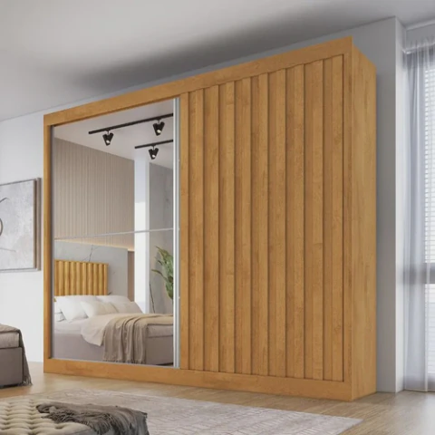 Guarda Roupa MDF Espelho 2 Portas Atlanta Made Marcs