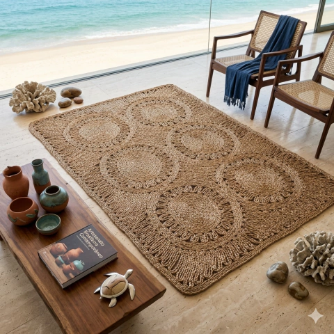 Tapete de Palha de Taboa com Sisal 2,30 x 1,50m Retangular Casa Praia - comprar online