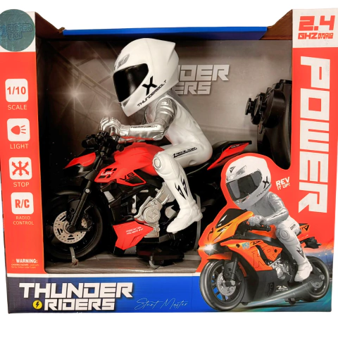 Moto a Control Remoto Thunder Riders Stunt Master con Piloto | Escala 1:10
