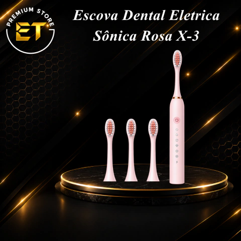 Escova Dental Eletrica Sônica Rosa X-3