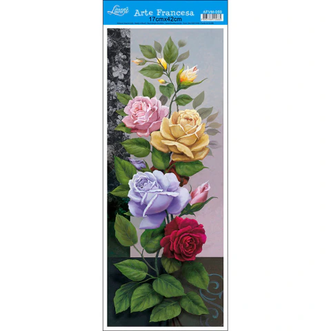 Papel para Arte Francesa Litoarte 17x42cm Rosas Cores Diversas - AFVM-059