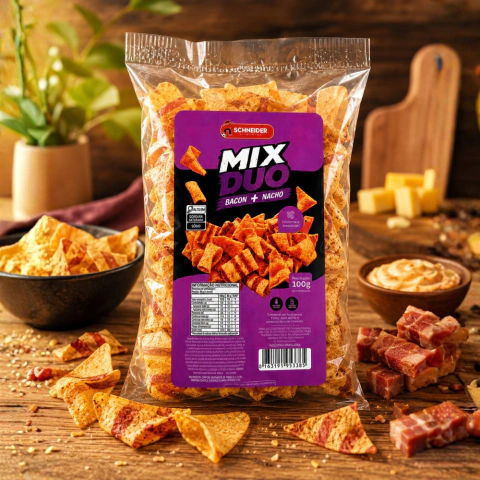 Kit 10 Salgadinho Pellet Bacon e Nachos Mix Duo Schneider Kit 10 Pacotes