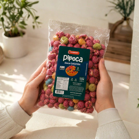 Kit 5 Pipoca Doce Colorida Kit Econômico 5 Pacotes 100g cada