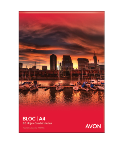 Block Avon A4 Perforado Cuadriculado x 80 Hojas