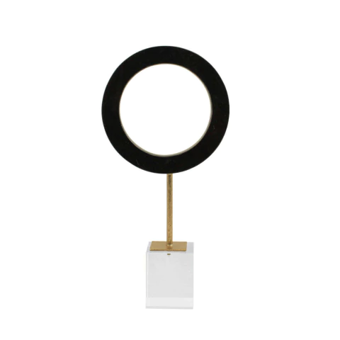 Escultura Decorativa Acrón en Mármol Negro con Base de Cristal II - comprar en línea