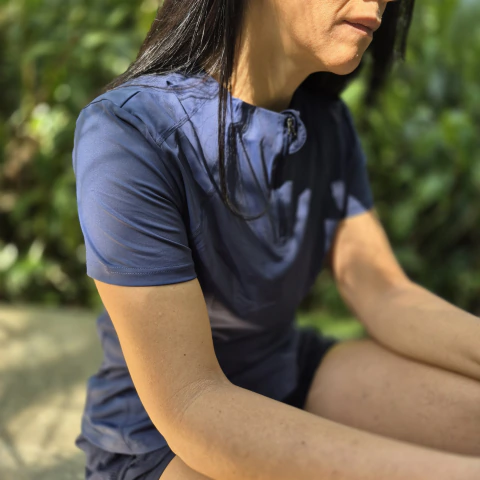 Camiseta Azul com Zíper Dry Fit