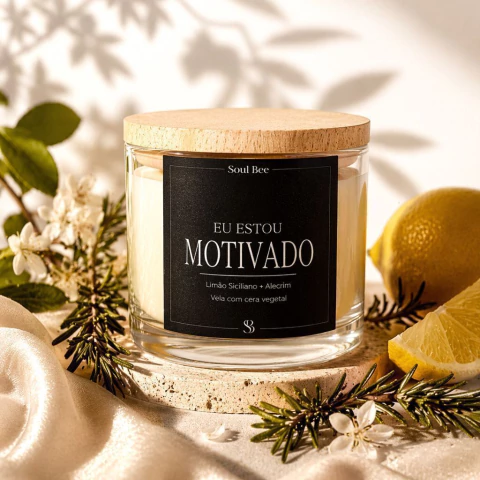 Vela Perfumada Coleção Eu Estou Motivado / Limão Siciliano + Alecrim 150g - comprar online