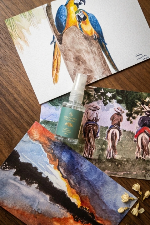 Cartão postal do Pantanal Boiadeiros + água perfumada 10ml