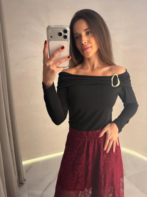 Saia Renda Rúbia - Vermelho Berry - comprar online