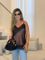Blusa de Cetim com Renda Assimétrica