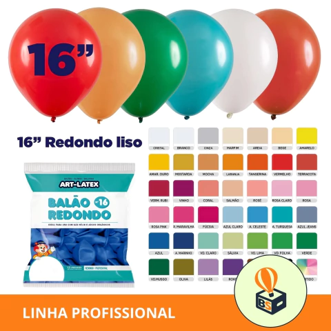 ART-LATEX | BALÃO 16" REDONDO LISO C/12 UN | LINHA PROFISSIONAL - comprar online