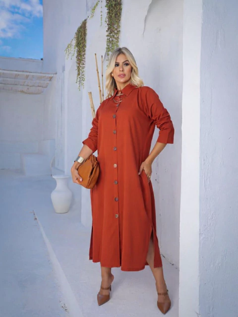 Vestido Chemise Bia Manga Longa