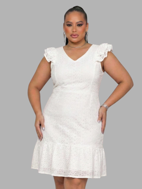 Vestido Plus Size Laise Feminino – Leve, Delicado e Elegante