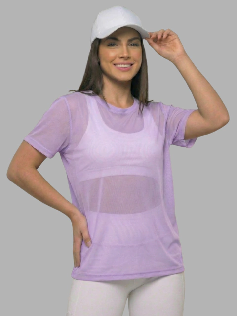 Blusa Tule Feminina Básica Manga Curta – Leve e Versátil