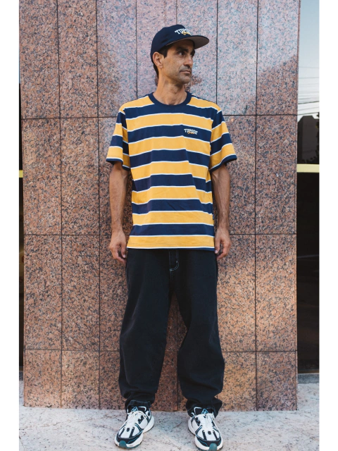 Camiseta Listrada Tupode Jeans Sch Mostarda Azul