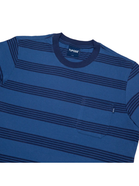Camiseta Listrada Bolso Azul
