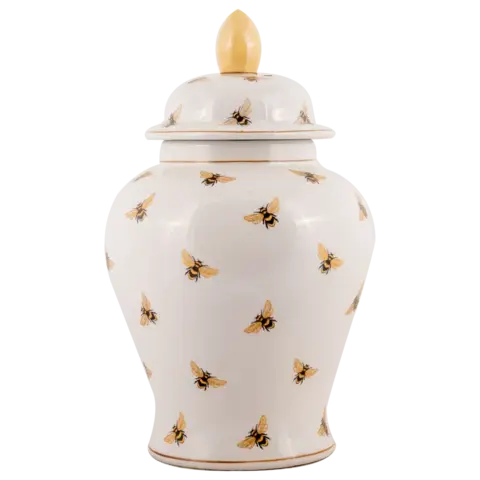 Potiche Decorativo em Porcelana Bee Collection G 43x23x23cm