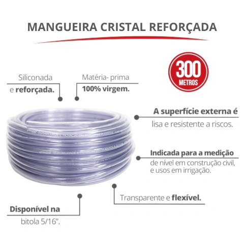 Mangueira Siliconada Cristal Reforçada Bitola 5/16'' Espessura 1,3mm Durín - comprar online