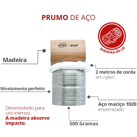 Prumo de Aço para Parede 400g Ou 500g Durín na internet