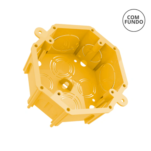 Caixa de Luz Embutir Octagonal 4" X 50mm Cor Amarelo Durín - comprar online