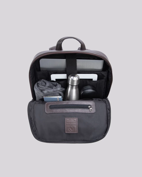 Mochila de Couro para Notebook Slim | Paris Chocolate - Bennemann