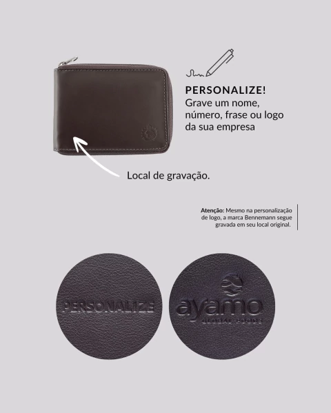 Imagem do Carteira Masculina Couro RFID Clássica Zíper| Madrid Marrom