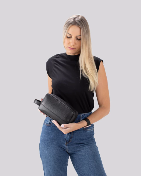 Necessaire de Couro Média | Rome Preto - loja online