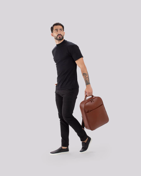 Mochila para Viagem Couro Slim | Madrid Caramelo - Bennemann