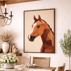 Quadro Decorativo Cavalo Marrom Geométrico