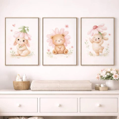 Trio Quadros Decorativos Pequenos Encantos em Aquarela