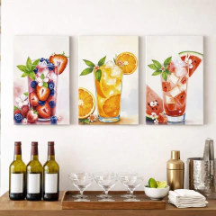 Trio Quadros Decorativos Drinks Tropicais
