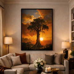 Quadro Decorativo Árvore Grandiosa ao Entardecer