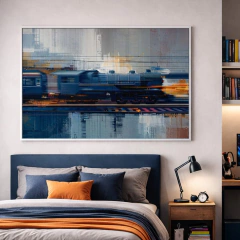 Quadro Decorativo Trem Abstrato Industrial