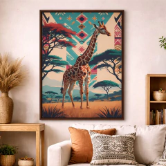 Quadro Decorativo Girafa Tropical