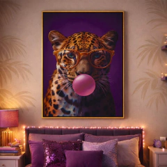 Quadro Decorativo Onça Mascando Chiclete