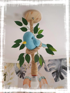 LUMINÁRIA PENDENTE UNICO LUSTRE PASSARINHO AZUL