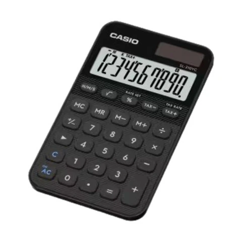 Calculadora Casio De Bolsillo SL-310YC-BK Color Negro De 10 Dígitos Pantalla Extragrande Solar Y Bat