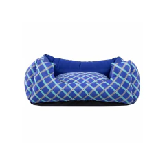 Cama Para Cachorro Quadrada conforto Azul Geometrico Drop