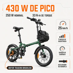 ENGWE Zip — E-bike Dobrável Ultra-Compacta com Carga USB-C — 16,9 kg, 120 km de Autonomia - Cor: Verde - comprar online