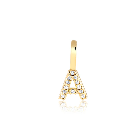 Pingente Letra Cravejada - Banho Ouro 18k