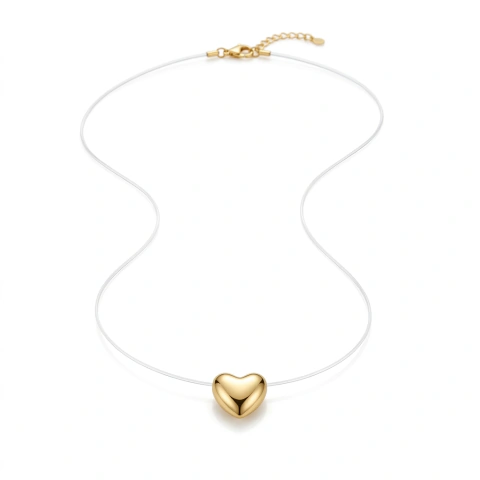 CHOKER NYLON CORAÇÃO LISO DOURADO - comprar online