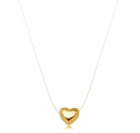 CHOKER NYLON CORAÇÃO LISO DOURADO - comprar online