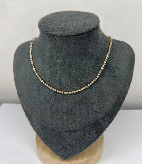 Colar Choker Zircônias 35cm